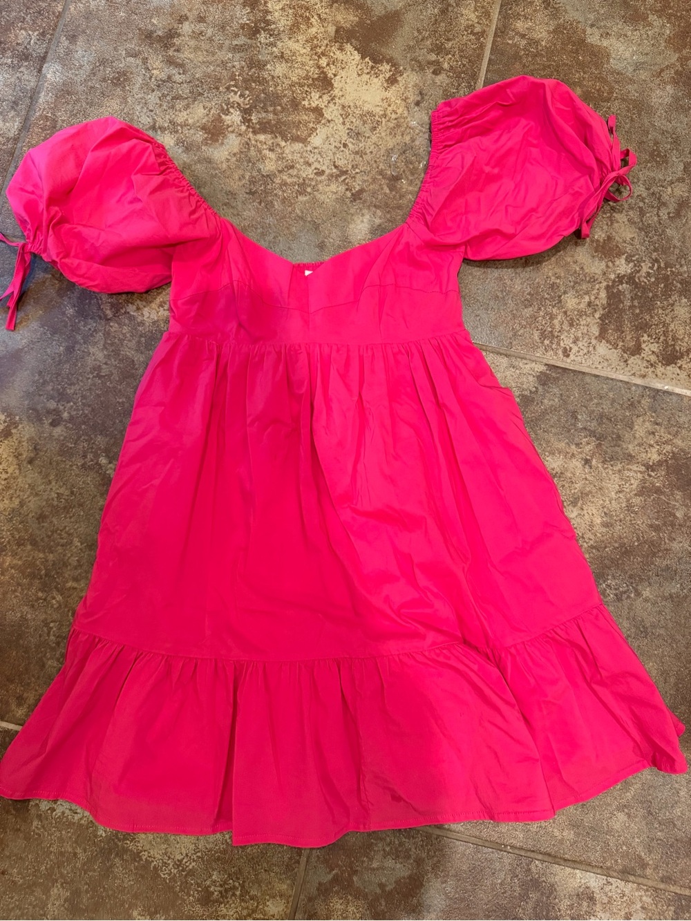 Hot Pink Puff-Sleeve Mini Dress - Women